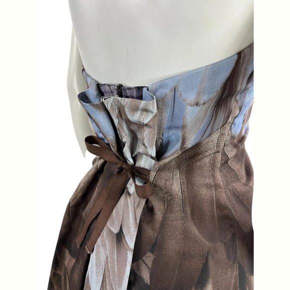Vintage Runway 2005 Prada Feather Print Silk Taffeta Dress Italian 42 - US 6 - Picture 5 of 9